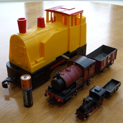 O scale, OO scale and N scale model locomotives